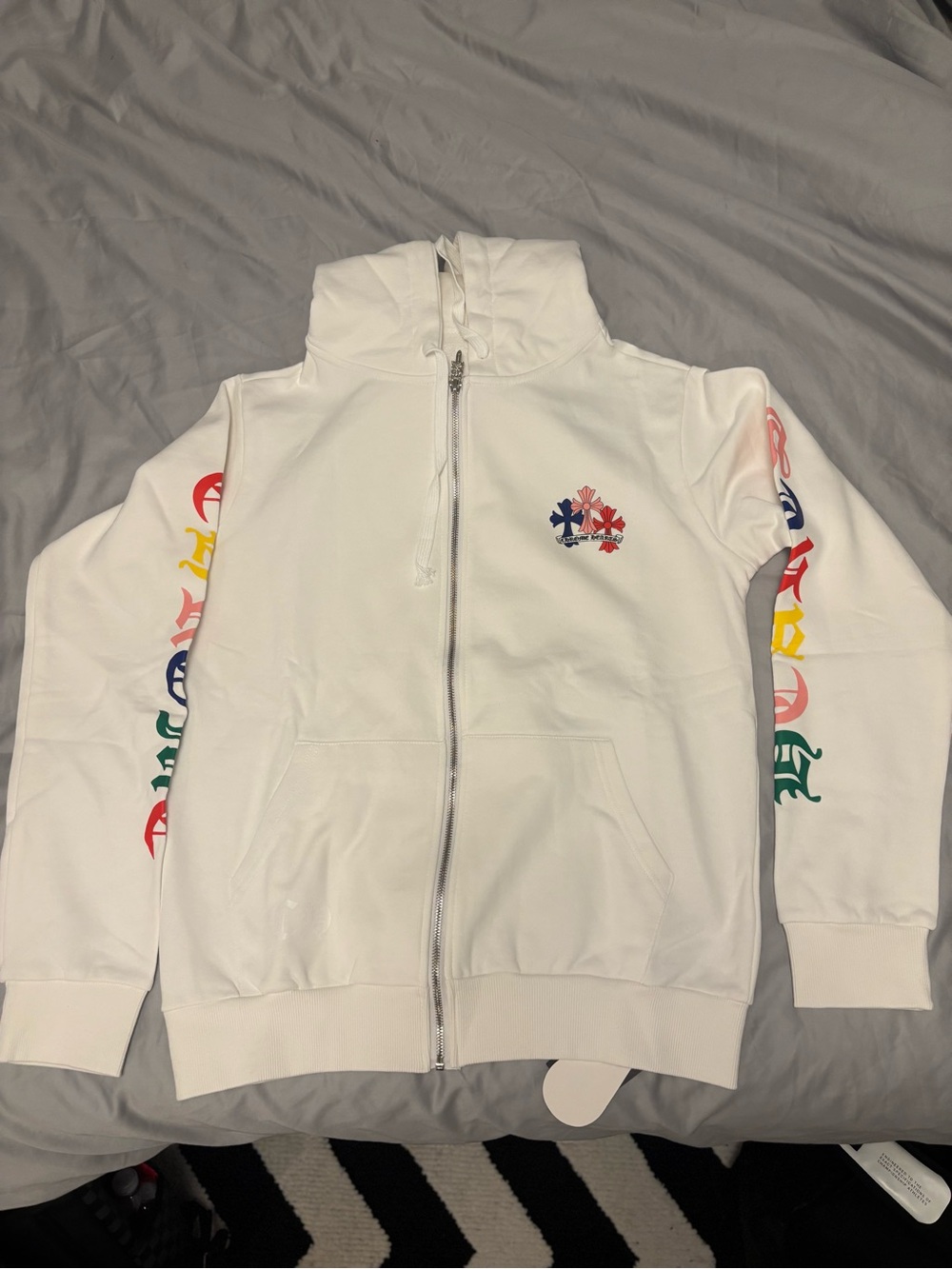 Y2k white and rainbow cross hoodie